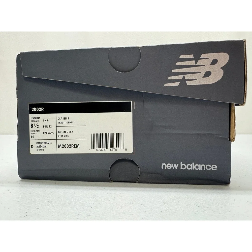 New Balance Sneakers Mens 8.5 Green Grey 2002R Hairy Suede Mesh Running Shoes